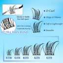 2 x Natural Lash Clusters Kit Wispy Volume Lightweight Cluster Eyelash Extensions DIY Individual Fairy C-Curl Fake Eyelashes 308Pcs 8-16MM Mixed with Bond Seal Tweezers