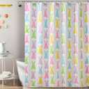 MelonBoat Easter Shower Curtain Set: Easter Bunny Bathroom Shower Curtain with Hooks, Colorful Easter Rabbit Silhouette Fabric Bath Shower Curtain for Winter Bathroom Decorations Home Indoor Decor