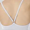 Women's Scoop Neck Adjustable Thin Straps Supportive Wireless Yoga Workout Sports Bra (White, XS)