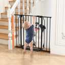 34" Extra Tall Baby Gate for Stairs, Auto Close Stroller Friendly Dog Gate Indoor for Doorways, Pressure Mounted 29"-40" Wide Baby Gate, Easy Walk Through Gate for Children & Pets, Black