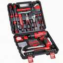 Tool Set - 8V Cordless Drill Set, 132 Piece Home Tool Set With Hand Drill, Tool Kit for Women & Men, Perfect for Homeowner, Diyer, Handyman (Red)