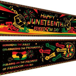 Harloon 2 Pcs Juneteenth Month Banner Happy Juneteenth Decorations African American Freedom Day Sign Classroom Party Celebration Decor for Wall Indoor Outdoor Juneteenth Party Supplies, 13.8 x 38.6 in Harloon 2 Pcs Juneteenth Month Banner Happy Juneteenth Decorations African American Freedom Day Sign Classroom Party Celebration Decor for Wall Indoor Outdoor Juneteenth Party Supplies, 13.8 x 38.6 in