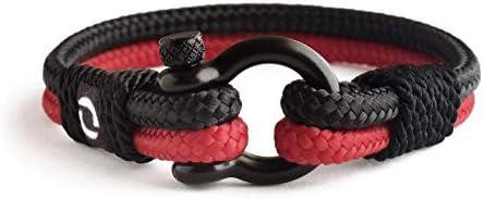 Mens Rope Bracelet - Stainless Steel Black Shackle, Extremely Durable and Scratch Resistant Waterproof Paracord, Handmade, Nautical Wristband for Men Pack of 3