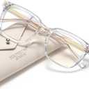 Madison Avenue Trendy Sqaure Blue Light Blocking Glasses for Women with Case, Stylish Anti Glare Glasses for Computer