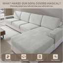 QIANMEW Couch Cushion Covers for Sectional and L Shaped Sofa, Stretch Soft Sofa Covers Washable Wear Resistant Slipcovers Furniture Protector Pet-Friendly (1PC Chair Cushion Cover, Light Gray)