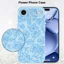 MZELQ for iPhone Air Case 2025, Silicone Floral Flower Rose Cute Pattern, Camera Protection Soft Slim Phone Cover for Girls Women -Blue