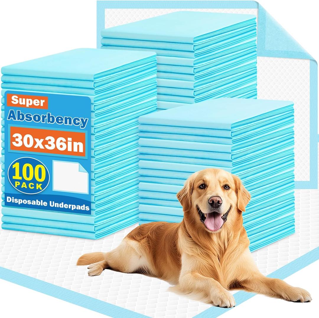 VISRIE 100 Pack 30"x36" Extra Large Dog Pee Pads - Super Absorbent & Leak-Proof Disposable Puppy Training Pads, Quick-Dry 5-Layer XL Potty Piddle Pads for Housebreaking & Crates