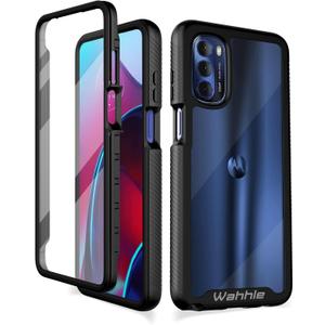 Wahhle Moto G Stylus 2022 4G Case - Built-In Screen Protector, Full Body Shockproof, Slim Fit Bumper, Black/Clear