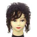 Clip in Real Human Hair Natural Curly Topper Hairpiece with Bangs for Women with Thinning Hair, Dark Brown