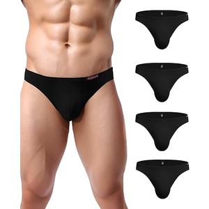 Avidlove Men Underwear Micromocal Bikinis 4 Pack Briefs, Black Large