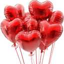 20pcs Red Heart Balloons, 18 inch Heart Shape Foil Balloons with 1 Ribbon for Valentine's Day Birthday, Wedding Decor, Engagement Party Decorations