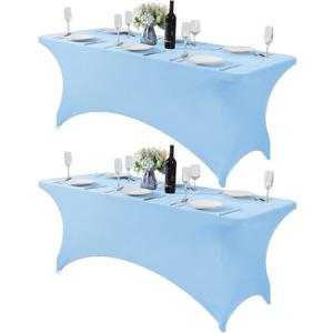 2Pack Spandex Table Cover for 6Ft or 4fT or 8ft Table Universal Fitted Stretch Tablecloth for Party, Banquet, Wedding and Events-Blue Mist