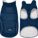 SlowTon Dog Coat - Warm Dog Winter Coat Waterproof, Reflective Winter Jacket with Pocket, Puppy Fleece Vest Pet Apparel Cold Weather Clothes for Small Medium Large Dogs Boy Girl (Navy, L) (Large (Chest: 20.1"))