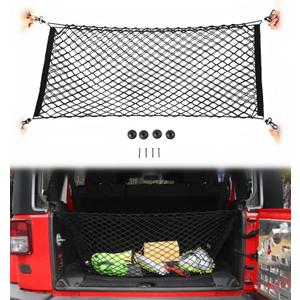 Voodonala 40 x 18 Inches Universal Mesh Envelope Trunk Cargo Storage Organizer Net Elastic Mesh Net Pickup Truck Bed Divider Compatible for Cars, Vans, Trucks and SUVs, for Jeep, for Dodge, for Toyota