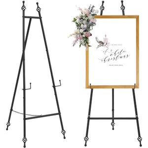 Adjustable Heavy Duty Easel Stand for Mirror,Iron Floor Easel Stand for Wedding Sign,47'' Metal Easel Display Stand(Black)