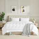 HOMTEC Duvet Insert Cotton Comforter King Size White Down Alternative Fill Duvet Insert 100% Cotton Shell Quilted Fluffy Comforter Lightweight All Season 8 Corner Tabs Durable Breathable Noiseless