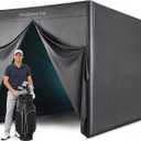GoSports Commercial Grade Inflatable Golf Simulator Enclosure for Home - 12 x 9 ft Indoor & Outdoor Portable Hitting Cage with Golf Simulator Impact Screen - Includes Electric Pump and Storage Case, Blackout Extension