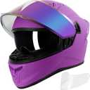 Full Face Motorcycle Helmets for Adult Men Women, DOT Approved Street Bike Racing Helmet Dual Visor Quick Release Buckle, Motorbike ADV Moped Helmet with Extra Clear Visor (Matte Purple, XL)