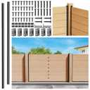Hulave 6-Pack 4FT U-Shaped Metal Fence Posts (45.5" Height), No-Dig Hard Surface Mount for Privacy Fences, Garden, AC Units, Pool Equipment, and Trash Can Enclosures-Matte Black