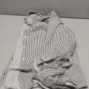 Striped Button Down Shirt Women Black and White Oversize Button Down Shirts Smocked Boyfriend Plus Size Blouse Ruffle Casual Tops with Pocket Black and White 3XL