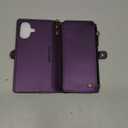 Defencase Compatible with iPhone 16 Case Wallet with RFID Blocking Card Holder for Women and Men, Fashion PU Leather Magnetic Snap Flip Zipper Strap Wallet Phone Case for iPhone 16 6.1", Purple