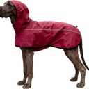 Mosucoirl Dog Raincoat Jacket Reflective Adjustable Hooded Pet Poncho Rain Coats with Leash Hole Waterproof Clothes for Small Medium Large Dogs (Red, M)