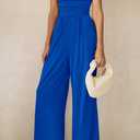 PRETTYGARDEN One Piece Jumpsuits for Women Dressy Casual Sleeveless Crewneck Wide Leg Rompers Jumpers Vacation Summer Outfits (Blue, S)