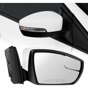 Right Passenger Side Door Mirror Compatible with Ford Focus 2012 2013 2014 2015 2016 2017 2018, Rear View Mirror with 7Pins, Electric Adjustment, Turn Signal and Sensor (White)