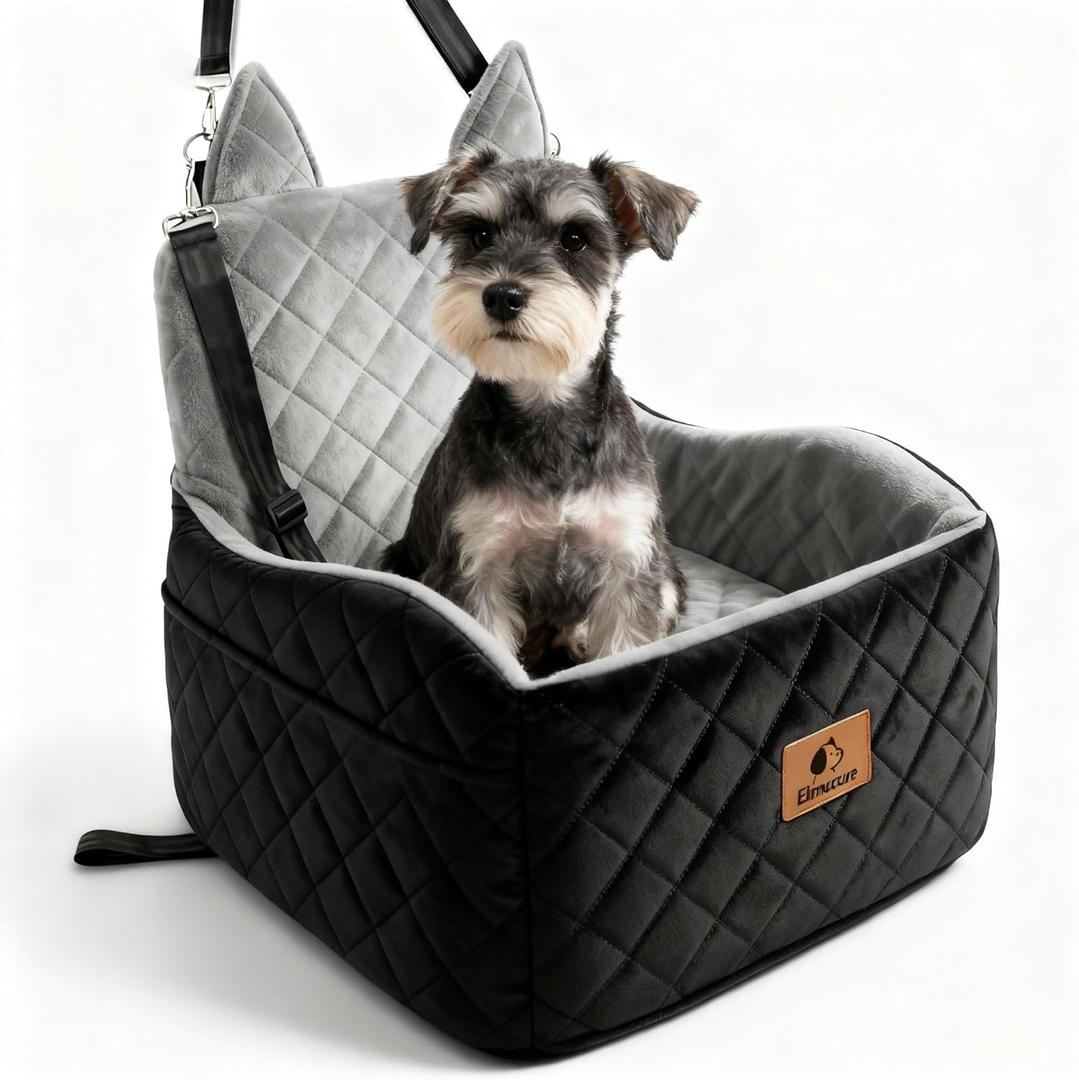 Dog Car Seat for Small & Medium Dogs  6" Higher Booster Seat with Supportive Memory Foam Cushion, Detachable & Washable Cover, Safe & Comfortable Car Bed for Dogs up to 35 lbs