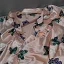 Umeyda Pajamas for Girls, Satin Silk Pjs Long Sleeves Soft Button Lounge Pants Sleepwear Set for Kids Teens, Baby Pink Butterfly, XS