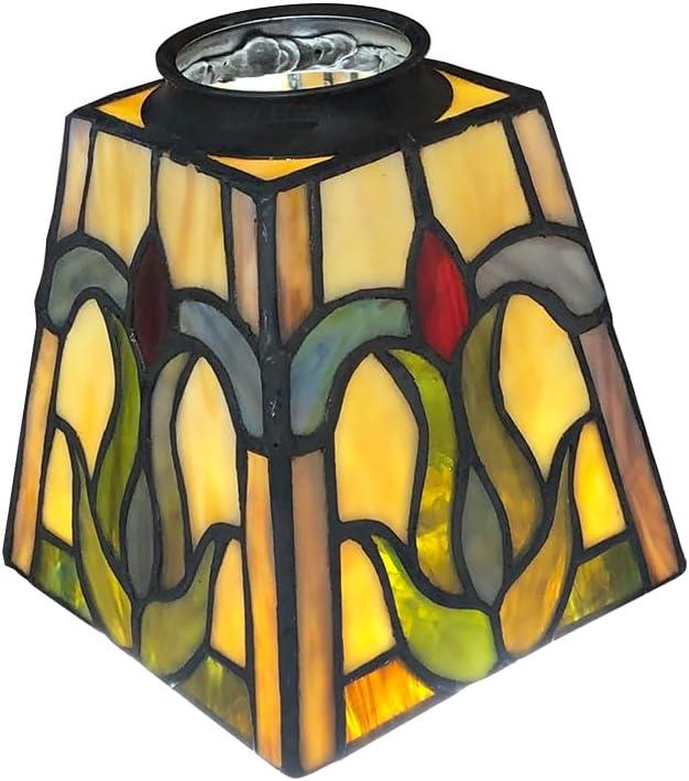 [HUIMEIJU] Tiffany lampshade, square lampshade, colored glass lampshade, Fan lampshade replacement, wall lampshade, pendant lampshade replacement, separate lampshade, HMJ6036