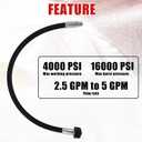Tool Daily Pressure Washer Whip Hose with Swivel, Reel Connector Hose for Pressure Washing, 2 FT (3/8 NPT Solid + M22 Female)