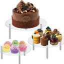 3 Packs Acrylic Cake Stand, Round Food Display Stand Clear Cupcake Holder for Dessert Table Cakes Pastries for Birthday Party Wedding Event