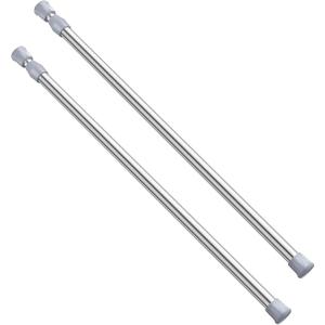 AIZESI Spring Tension Curtain Rod Short Tension Rod (Silver,12" to 19"-2Pcs)