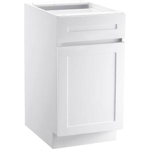 VEVOR White Shaker Base Cabinet with Drawer, 18-Inch Unassembled Drawer Base Cabinet, 18" W x 24" D x 34.5" H Ready to Assemble Cabinet with Soft-Close Door and Adjustable Shelf, for Home Office