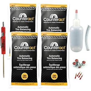 Counteract DIYK-14 Do It Yourself Tire/Wheel Balancing Beads Kit - Off -Road, Medium/Heavy Duty Truck Tires, (4) 14oz DIY Bead Bags, (4) Valve Caps and Cores, (1) Core Remover, Injector Bottle