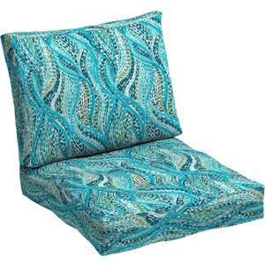 ARDEN Outdoor Plush Modern Tufted Blowfill Deep Seat Set, 24 in x 24 in, Weather-Proof, Rain-Proof, Fade Resistant Patio Cushion, Ultra Cozy Teal Ariel