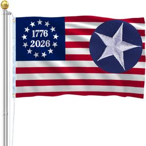 Betsy Ross Embroidered Flag 1776-2026, 250th USA Anniversary Flag, 3x5 ft, USA Embroidered Outdoor Flags, 250th Years American Flag Heavy Duty with 2 Brass Grommets