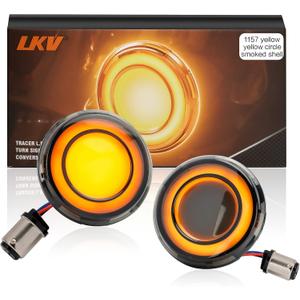 LKV 1157 Front Motorcycle LED Turn Signals Light 2 Inch Bullet Smoked Lens Compatible for Harley Davidson Touring Dyna Softail Sportster Street Glide Road Glide Iron 883 Road King