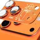 Compatible for iPhone 17 Pro Camera Lens Protector, Leo Pattern, Drop Protection, Anti Scratch Full-Coverage, AR 360-Degree Protection, Camera Transmfttance HD, Easy Installation, Orange