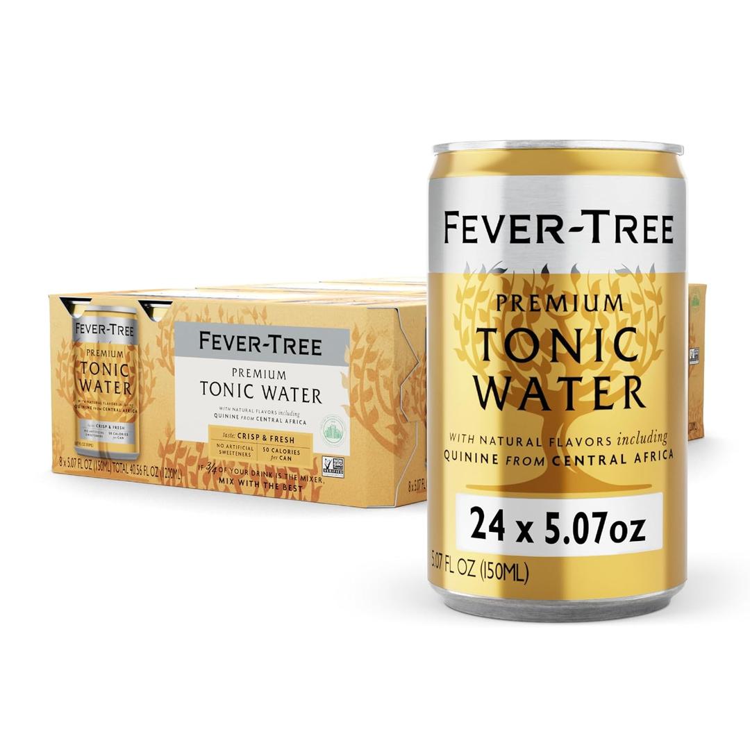 Fever-Tree Tonic Water Premium Mixer for Cocktails and Mocktails, 24 x 5.1 Cans Naturally Sourced, Non-GMO (EXP 03/09/30)