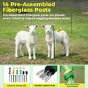 Electric Fence Netting, 164'L x 49.6" H, Portable Electric Fence for Livestock, Goat, Cattle, Sheep, PE Net Fencing Kit for Backyards, Ranches, Farms, Patio, Goat Fencing with 14 Posts Double Spiked