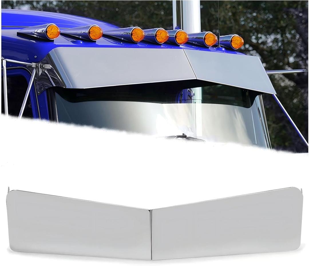 ALMULOO Drop Visor 13" x 10"for Peterbilt 377 378 379 335 386 388 389 Flat Top & Ultra Cab, 304 Stainless Steel Sun Shade Visor