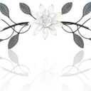 KHJCXS Metal Wall Art Modern Minimalist Metal Flowers Indoor Decor Horizontal Wall Art Iron Artwork,for Over Door,Bedroom,Living Room,Kitchen,Office Scroll Decor (White)