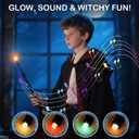 WinSence Light Up Magic Wizard Wand with Sounds & 4 Lightings Illuminating Witch Sorcerer Toys for Kids Cosplay Party Favors, 2 Pack, Black & Brown