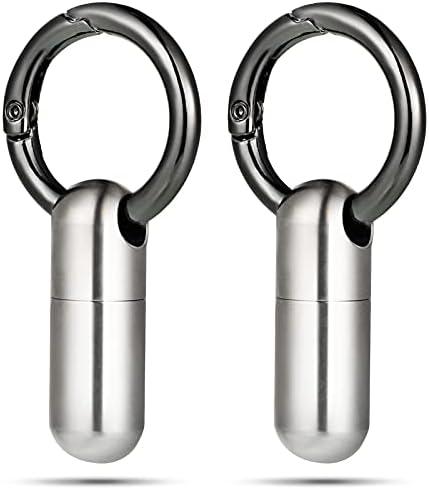 2 Pieces Mini Small Keychain Pill Holder Waterproof Keychain Pill Holder Container Portable Titanium Alloy Box Case for Travel Purse Pocket