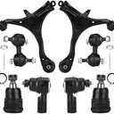 Front Lower Control Arm Suspension Kit Fit for Honda Civic 2001 2002 2003 2004 2005 (Not for SI Models), with Ball Joints Sway Bars Outer Tie Rods - 8pcs
