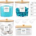 Laundry Pods Container & Dryer Sheet Holder, Laundry Room Organization and Storage Jars with Lids, Labels & Scoops for Powder Detergent Scent Booster (Wood)