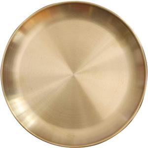 EKDJKK Round Brass Tray, Small Gold Decorative Tray, Metal Storage Organizer, Modern Home, Matte Brass Finish (20cm/7.9inch)