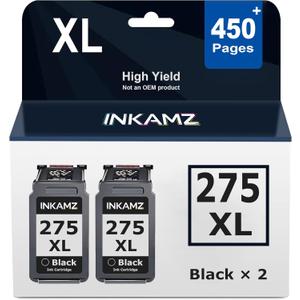 PG-275XL Black Ink Cartridges Compatible Replacement for Canon PG-275 Black Ink Cartridge Work with PIXMA TS3722 TR4700 TR4720 TR4722 TS3522 TS3720 TS3500 TS3520 TR4723 Printer (2 Black)